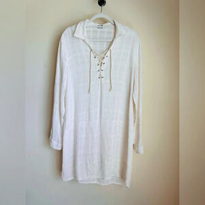 Splendid Sandbar Stripe Lace Up Dress in Natural - Size M